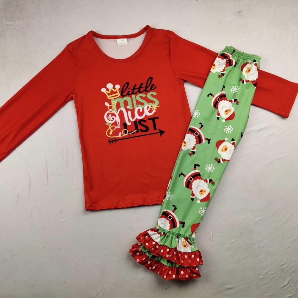 Christmas Boutique Cute Ruffle Pants Set